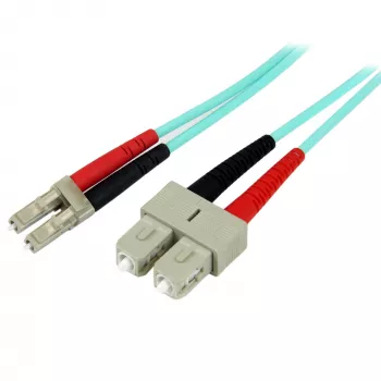 StarTech.com 1m (3ft) LC/UPC į SC/UPC OM3 daugiamodis šviesolaidinis kabelis, pilnas dupleksas 50/125µm Zipcord, 100G, maži įterpimo nuostoliai, LSZH šviesolaidinis šuolis
