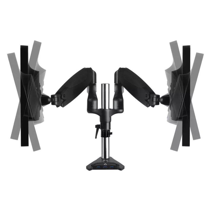 ARCTIC Z2-3D Gen 3 Dvigubo monitoriaus laikiklis su dujine spyruokle, spaustuvas, 8 kg, 73,7 cm (29 col.), 86,4 cm (34 col.), 100 x 100 mm, Juoda