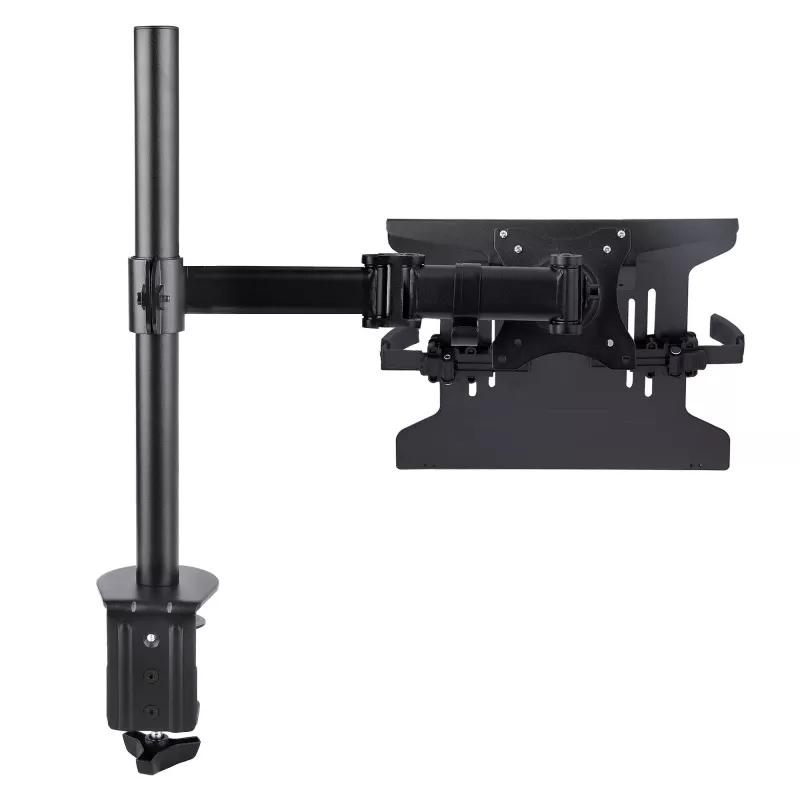 StarTech.com Laptop Desk Mount – monitorų ir nešiojamųjų kompiuterių laikiklis – iki 34 colių (8 kg) ir nešiojamųjų (4,5 kg) – sukama VESA lentyna – spaustuvinis / per angą tvirtinimas