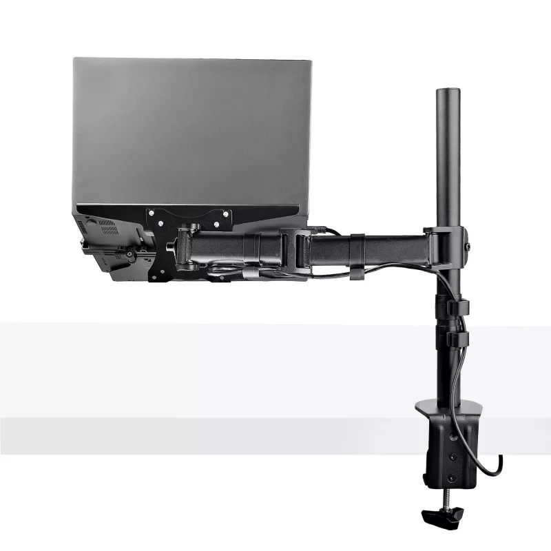 StarTech.com Laptop Desk Mount – monitorų ir nešiojamųjų kompiuterių laikiklis – iki 34 colių (8 kg) ir nešiojamųjų (4,5 kg) – sukama VESA lentyna – spaustuvinis / per angą tvirtinimas