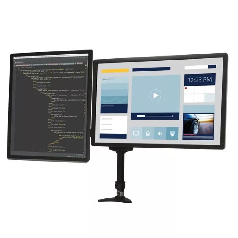 StarTech.com Dviguba monitoriaus rankena tvirtinimui prie stalo - Artikuliuojama, Gnybtas, 13.6 kg, 30.5 cm (12 colių), 61 cm (24 coliai), 100 x 100 mm, Juoda