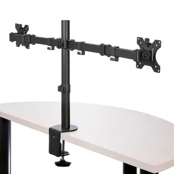 StarTech.com ARMDUAL2 Dvigubas monitoriaus laikiklis ant stalo – spaustuvas / grommet, VESA iki 32 colių, ergonomiškas, reguliuojamas aukštis/pakreipimas/pasukimas/rotacija