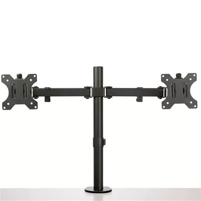 StarTech.com ARMDUAL2 Dvigubas monitoriaus laikiklis ant stalo – spaustuvas / grommet, VESA iki 32 colių, ergonomiškas, reguliuojamas aukštis/pakreipimas/pasukimas/rotacija