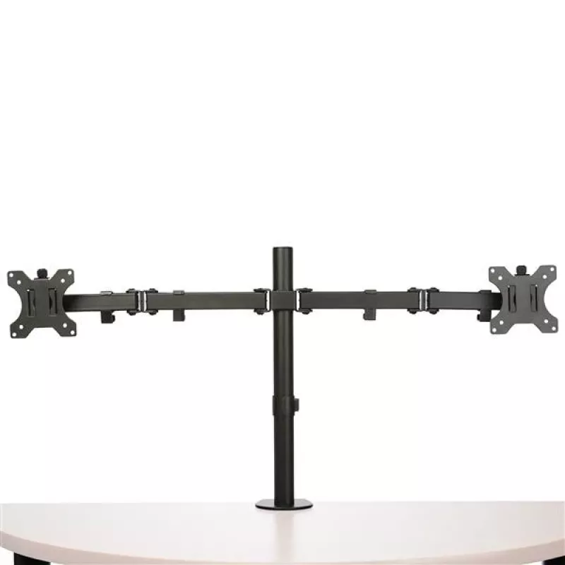 StarTech.com ARMDUAL2 Dvigubas monitoriaus laikiklis ant stalo – spaustuvas / grommet, VESA iki 32 colių, ergonomiškas, reguliuojamas aukštis/pakreipimas/pasukimas/rotacija