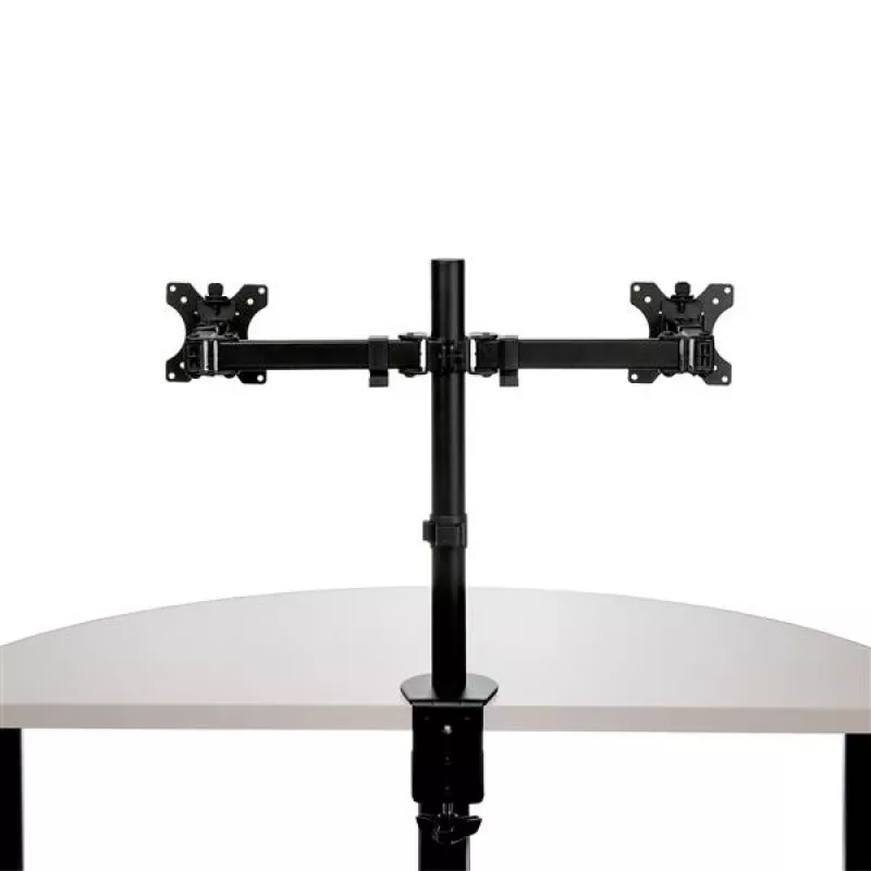 StarTech.com ARMDUAL2 Dvigubas monitoriaus laikiklis ant stalo – spaustuvas / grommet, VESA iki 32 colių, ergonomiškas, reguliuojamas aukštis/pakreipimas/pasukimas/rotacija