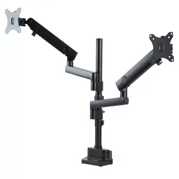 StarTech.com ARMDUALPIVOT Dvigubas monitoriaus laikiklis ant stalo, pilnas judesys, VESA iki 32 colių, 8 kg, reguliuojamas aukštis, spaustuvas / gromet, mechaninė spyruoklė