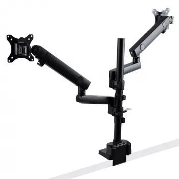 StarTech.com ARMDUALPIVOT Dvigubas monitoriaus laikiklis ant stalo, pilnas judesys, VESA iki 32 colių, 8 kg, reguliuojamas aukštis, spaustuvas / gromet, mechaninė spyruoklė