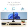 StarTech.com ARMDUALPIVOT Dvigubas monitoriaus laikiklis ant stalo, pilnas judesys, VESA iki 32 colių, 8 kg, reguliuojamas aukštis, spaustuvas / gromet, mechaninė spyruoklė