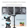 StarTech.com ARMDUALPIVOT Dvigubas monitoriaus laikiklis ant stalo, pilnas judesys, VESA iki 32 colių, 8 kg, reguliuojamas aukštis, spaustuvas / gromet, mechaninė spyruoklė