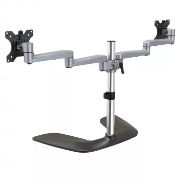 StarTech.com Dviejų monitorių stovas – ergonomiškas stalinis stovas iki 32 colių VESA ekranams – laisvai pastatomas, sukiojamas, universalus kompiuterio monitorių laikiklis – reguliuojamas aukštis – sidabrinis