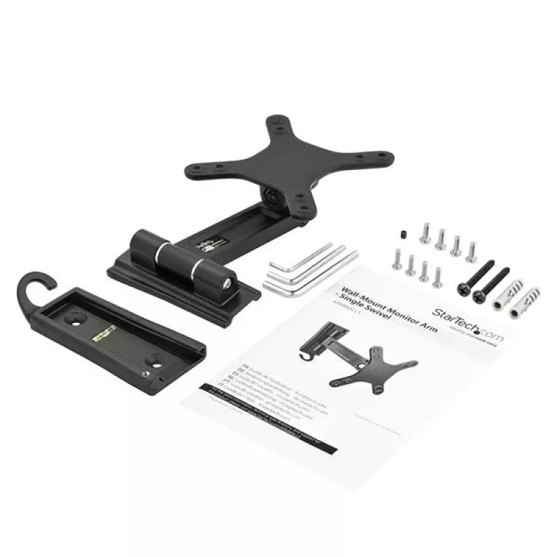 StarTech.com Sieninis monitoriaus laikiklis - Vienas pasukamas, 15 kg, 33 cm (13 col.), 68,6 cm (27 col.), 75 x 75 mm, 100 x 100 mm, Juodas