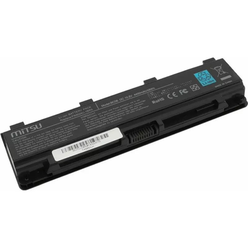 MITSU nešiojamojo kompiuterio baterija, skirta Toshiba C850 / L800 / S855, 4400 mAh, 10.8–11.1 V