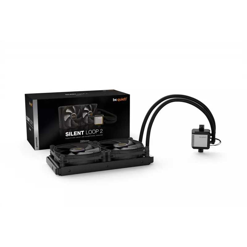 be quiet Silent Loop 2 280mm vandens aušinimo sistema CPU, 2x140mm PWM ventiliatoriai, Intel: 1200/2066/115X/2011(-3) square ILM; AMD: AM4/AM3(+)