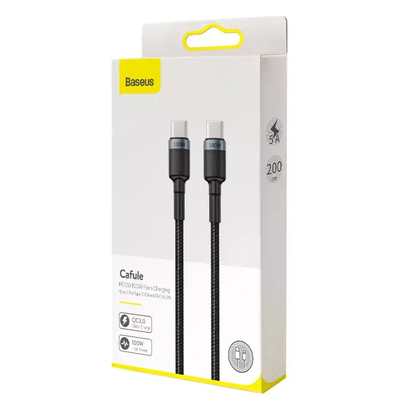 Baseus Cafule USB 2.0 laidas USB C 2 m Juoda