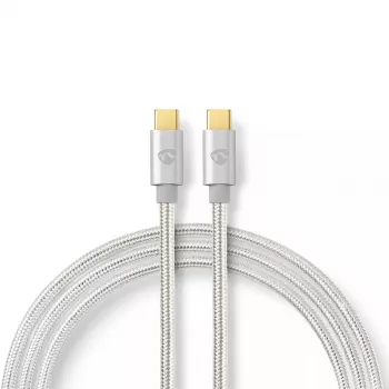 USB kabelis Nedis CCTB60800AL20 USB 2.0 2 m sidabrinis USB-C