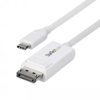 StarTech.com USB-C į DisplayPort 1.2 kabelis, 2m, baltas, dvipusis, 4K 60Hz, suderinamas su Apple MacBook Pro/Air M1 M2 M3 M4, Mac Mini/Studio, Thunderbolt