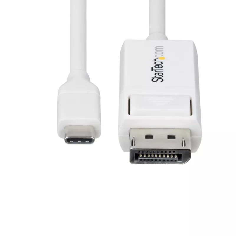 StarTech.com USB-C į DisplayPort 1.2 kabelis, 2m, baltas, dvipusis, 4K 60Hz, suderinamas su Apple MacBook Pro/Air M1 M2 M3 M4, Mac Mini/Studio, Thunderbolt