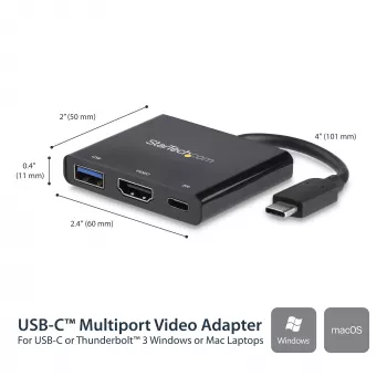 StarTech.com USB-C multiport adapteris su HDMI, USB 3.0 prievadu, 60W PD, juodas