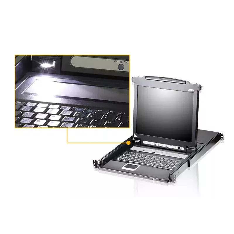 KVM jungiklis ATEN CL5708M montavimui į stelažą, juoda spalva, 1U, 17 colių LCD
