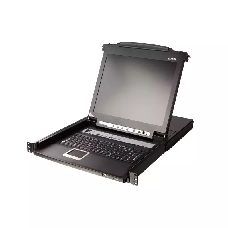 KVM jungiklis ATEN CL5708M montavimui į stelažą, juoda spalva, 1U, 17 colių LCD