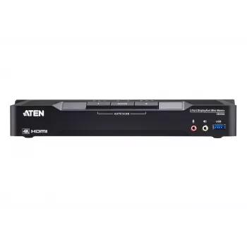 ATEN CM1942 2 prievadų 4K DisplayPort dviejų ekranų mini matricos „Boundless“ KVM jungiklis