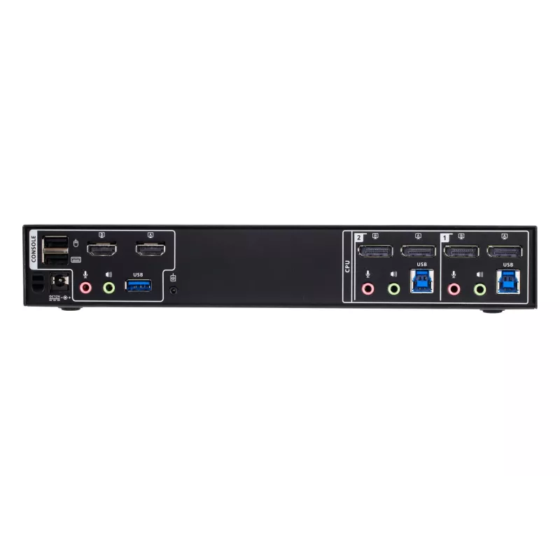 ATEN CM1942 2 prievadų 4K DisplayPort dviejų ekranų mini matricos „Boundless“ KVM jungiklis