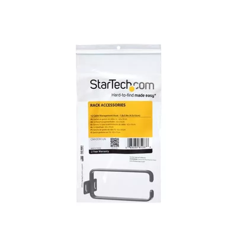 StarTech.com 1U vertikalus laikiklis kabelių valdymui D-Ring kabliukas - 4,5x10 cm