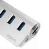 USB 3.0 šakotuvas su kortelių skaitytuvu LogiLink CR0045, aliuminis, sidabrinis