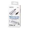 USB 3.0 šakotuvas su kortelių skaitytuvu LogiLink CR0045, aliuminis, sidabrinis