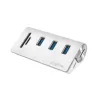 USB 3.0 šakotuvas su kortelių skaitytuvu LogiLink CR0045, aliuminis, sidabrinis