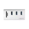 USB 3.0 šakotuvas su kortelių skaitytuvu LogiLink CR0045, aliuminis, sidabrinis