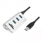 USB 3.0 šakotuvas su kortelių skaitytuvu LogiLink CR0045, aliuminis, sidabrinis