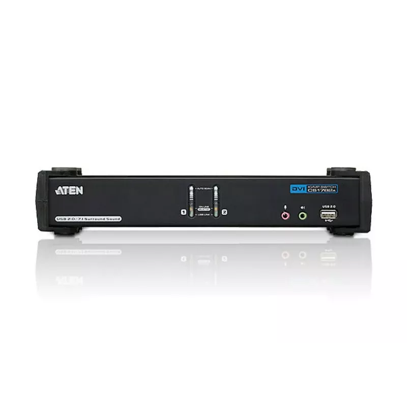 ATEN CS1782A 2 prievadų USB DVI Dual Link KVM jungiklis su garsu ir USB 2.0 centru (kabeliai komplekte)