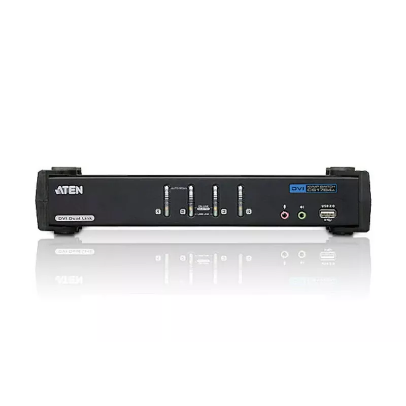 ATEN CS1784A 4 prievadų USB DVI Dual Link KVM jungiklis su garsu ir USB 2.0 šakotuvu (KVM kabeliai įtraukti)