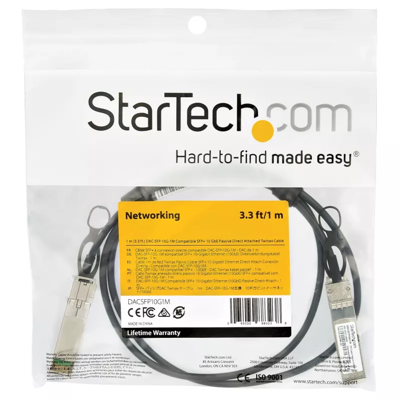 StarTech.com Dell EMC DAC-SFP-10G-1M suderinamas 1m 10G SFP+ į SFP+ tiesioginio prijungimo varinis kabelis Twinax - 10GbE SFP+ varinis DAC 10 Gbps mažos galios pasyvus Mini GBIC/keitiklio modulis DAC