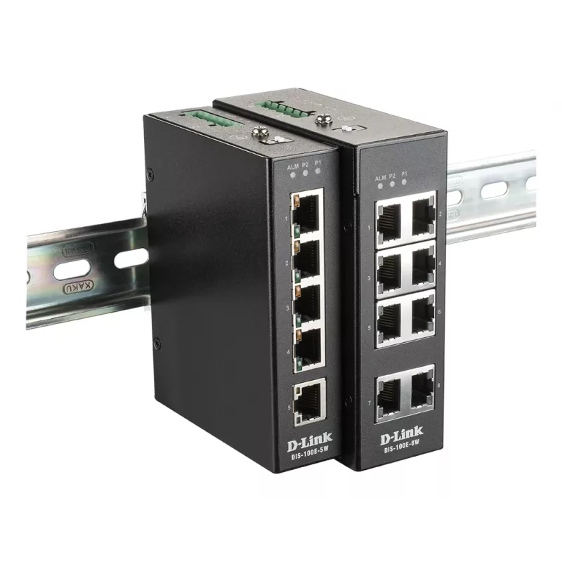 D-Link DIS-100E-8W 8 prievadų nevaldomas pramoninis Ethernet komutatorius