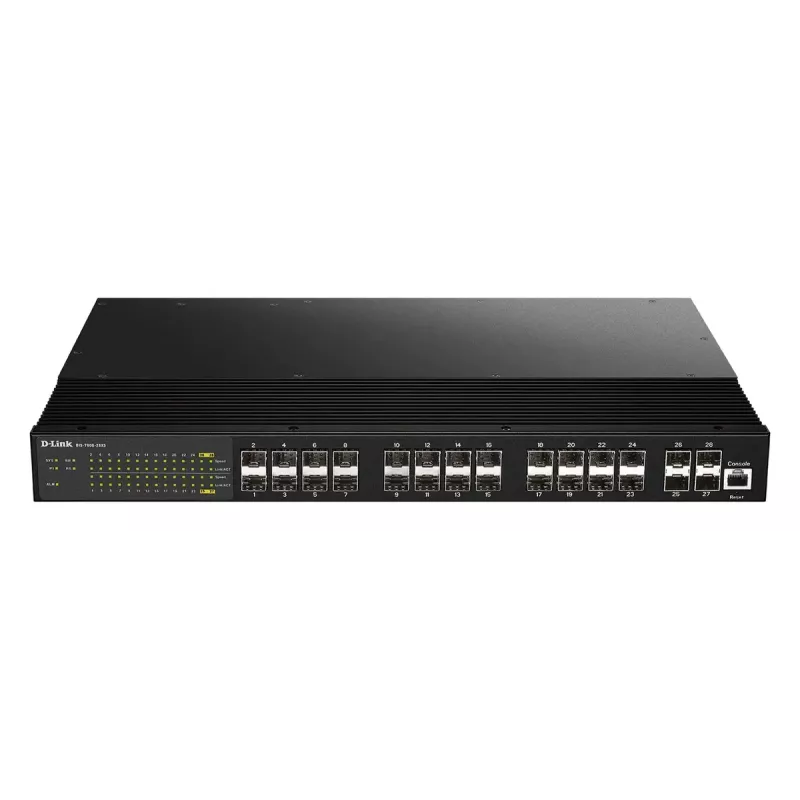 D-Link DIS-700G-28XS Pramoninis valdomas 2+ sluoksnio Gigabit jungiklis su 24 SFP prievadais ir 4 10G SFP+ prievadais