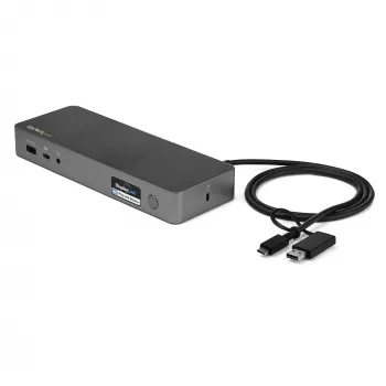 StarTech.com Universali nešiojamojo kompiuterio dokų stotelė, Hibridinė USB-C ir USB-A, Dvigubas 4K DP ir HDMI, 60W PD, Mac / Windows / Chrome OS, 4x USB 5Gbps šakotuvas, GbE