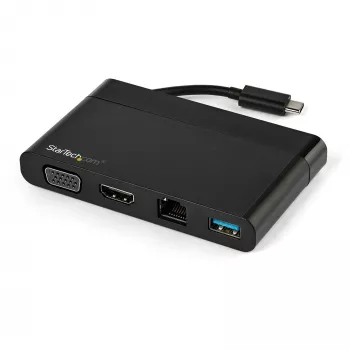 StarTech.com USB-C kelių prievadų adapteris su HDMI, VGA, Gigabit Ethernet ir USB 3.0 - USB-C į 4K HDMI arba 1080p VGA ekrano mini dokas - USB Type-C kelioninis dokas, skirtas USB-C nešiojamiesiems kompiuteriams