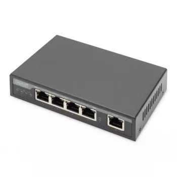 Digitus 4 prievadų Gigabit 4PPoE prailgintuvas 802.3at 60W juodas DN-95128-1