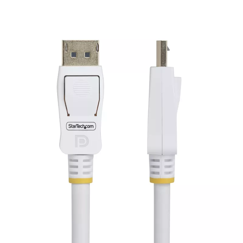 StarTech.com 10ft (3m) Baltas VESA sertifikuotas DisplayPort 1.2 laidas, 4K 60Hz, 21.6Gbps, fiksuojančios DP jungtys, DP 1.2 DisplayPort laidas, DP monitoriaus laidas, M/M