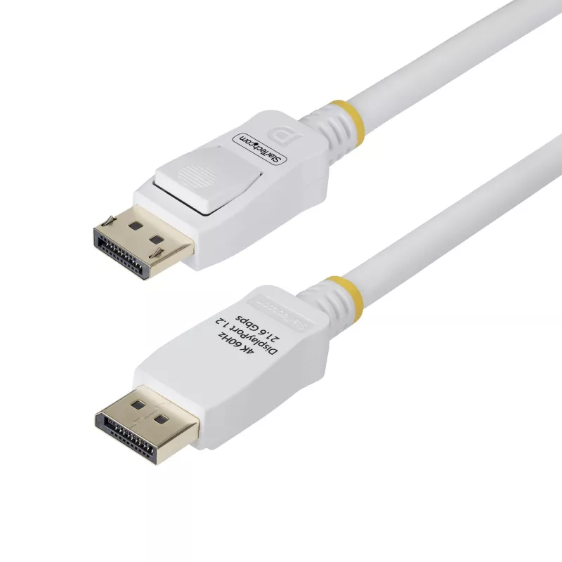 StarTech.com 10ft (3m) Baltas VESA sertifikuotas DisplayPort 1.2 laidas, 4K 60Hz, 21.6Gbps, fiksuojančios DP jungtys, DP 1.2 DisplayPort laidas, DP monitoriaus laidas, M/M