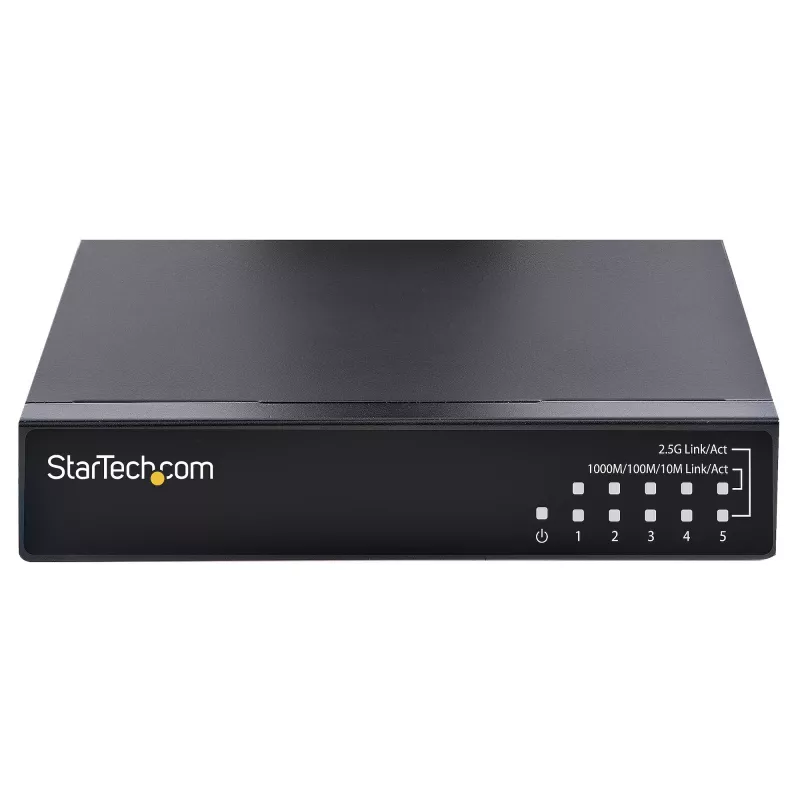 StarTech.com nevaldomas 2,5G jungiklis - 5 prievadų gigabitas - 2,5GBASE-T nevaldomas Ethernet jungiklis - Ethernet skirstytuvas - bėgeliams arba ant sienos - multi-gigabitas - Auto-MDIX - 9K dideli rėmeliai