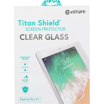 eSTUFF TITAN SHIELD® apsauginis stiklas iPad 9.7 colių visiems modeliams – skaidrus