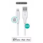 eSTUFF ES601170 INFINITE Super Soft baltas kabelis USB-A–Lightning, MFi, 1 m, iš perdirbto TPE
