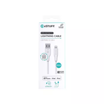 Lightning laidas eSTUFF ES601170 1 m USB A 2,4 A 5 V baltas