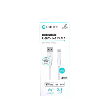 Laidinė jungtis Lightning eSTUFF ES601270 2m balta 2.4A