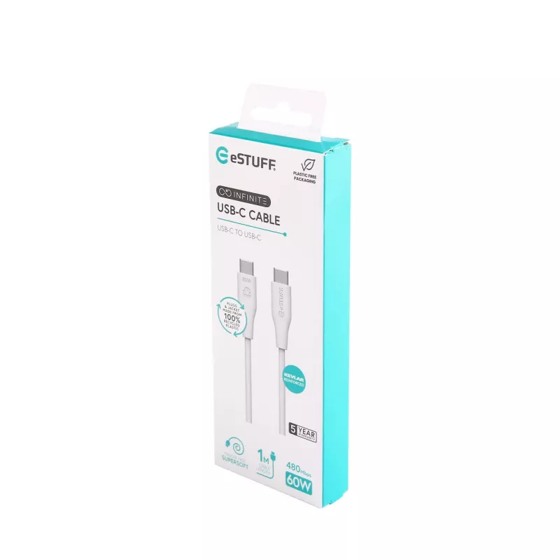 eSTUFF ES604170 USB laidas USB 2.0 1 m USB-C baltas
