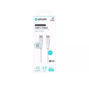 USB laidas eSTUFF ES604270 2 m USB-C baltas USB 2.0 0.48 Gbit/s