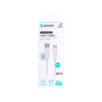 eSTUFF ES605270 USB 2.0 laidas USB-C – USB-A 2 m baltas
